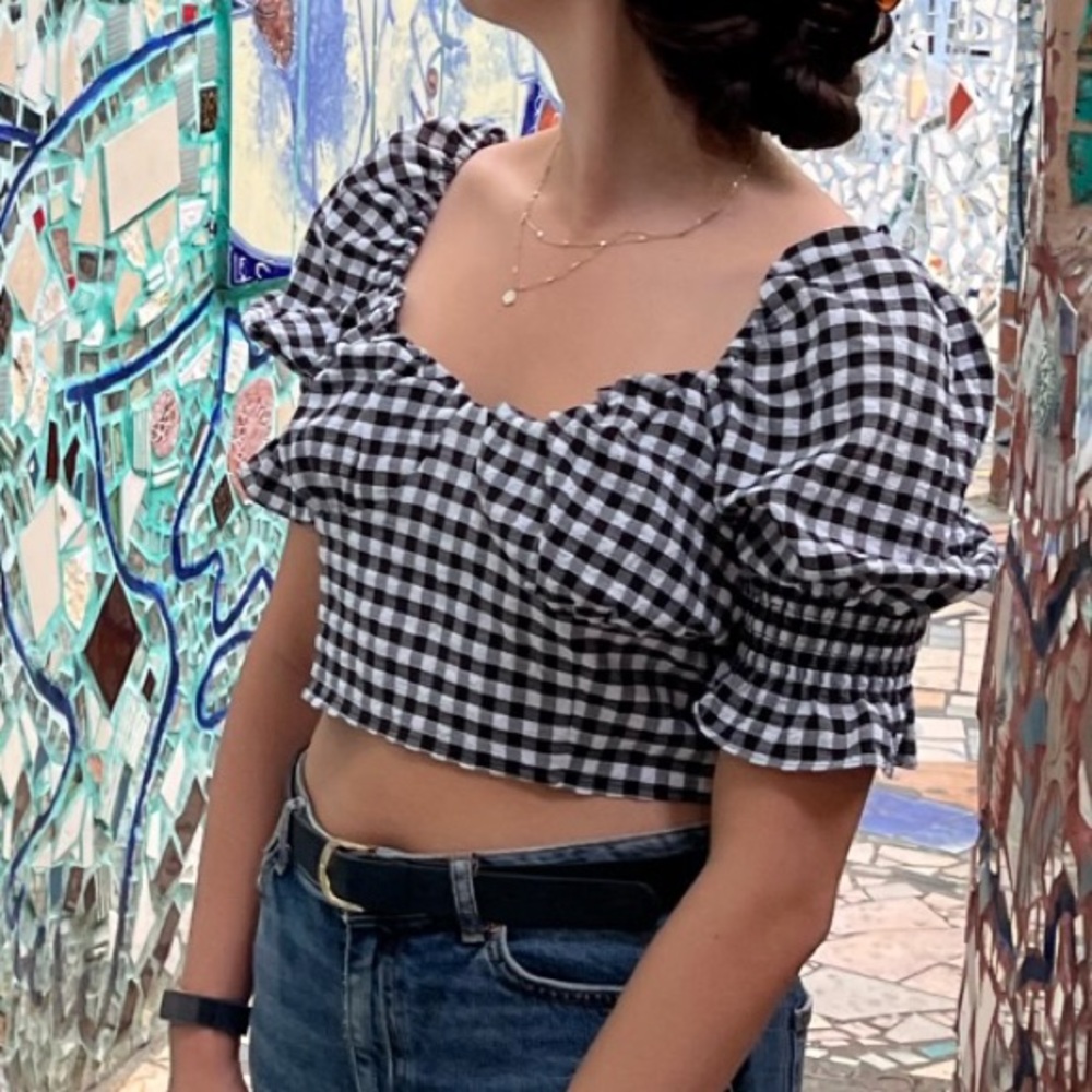 Checker crop top